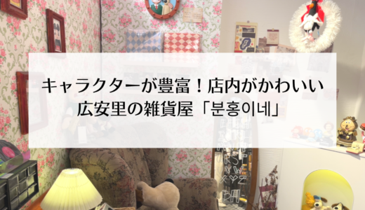 キャラクターグッズが豊富！店内のディスプレイがかわいい広安里の雑貨屋さん「분홍이네」